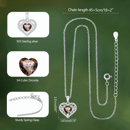 Silber Lebensbaum Herz Kette Damen 925 Sterling Geburtsstein