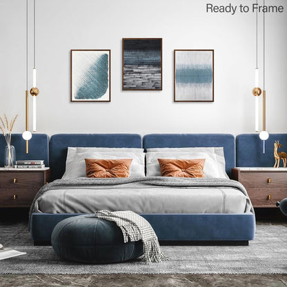 Abstrakte Blaue Kunstdrucke Poster Modernes Wandbild Set 30x40cm 3er