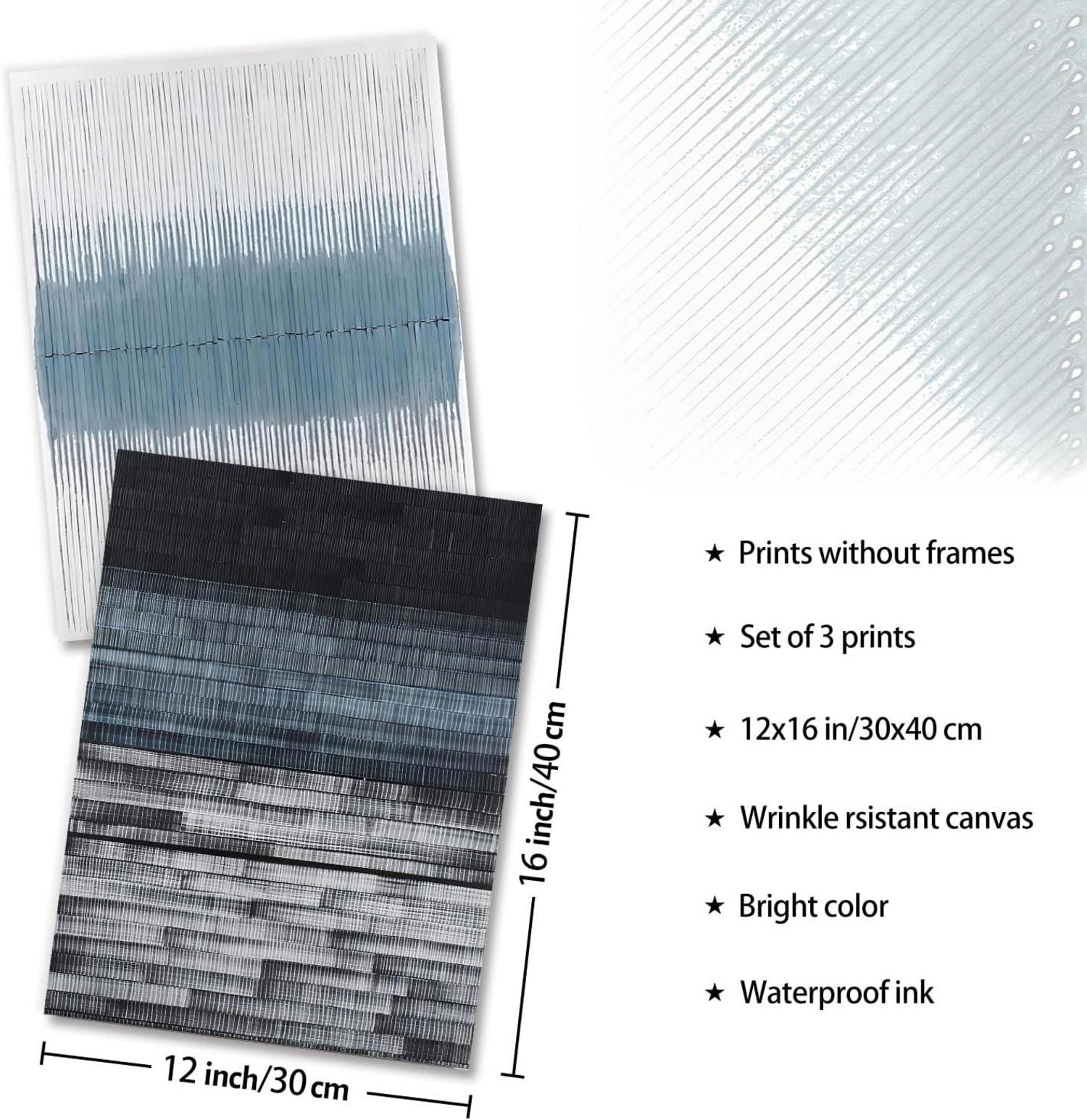 Abstraktes Blaues Kunst Poster Set Moderne Marine Wandbilder 30x40cm