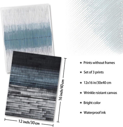 Abstraktes Blaues Kunst Poster Set Moderne Marine Wandbilder 30x40cm