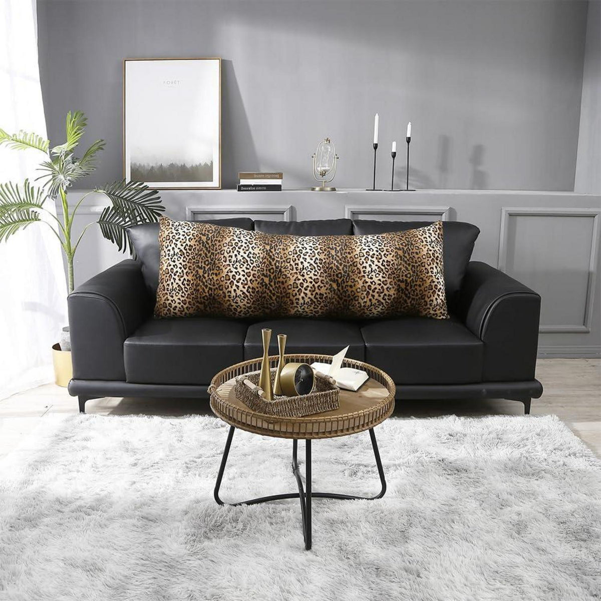 Langer Kissenbezug Leopard Gepard, 91x36 cm, Boho Deko