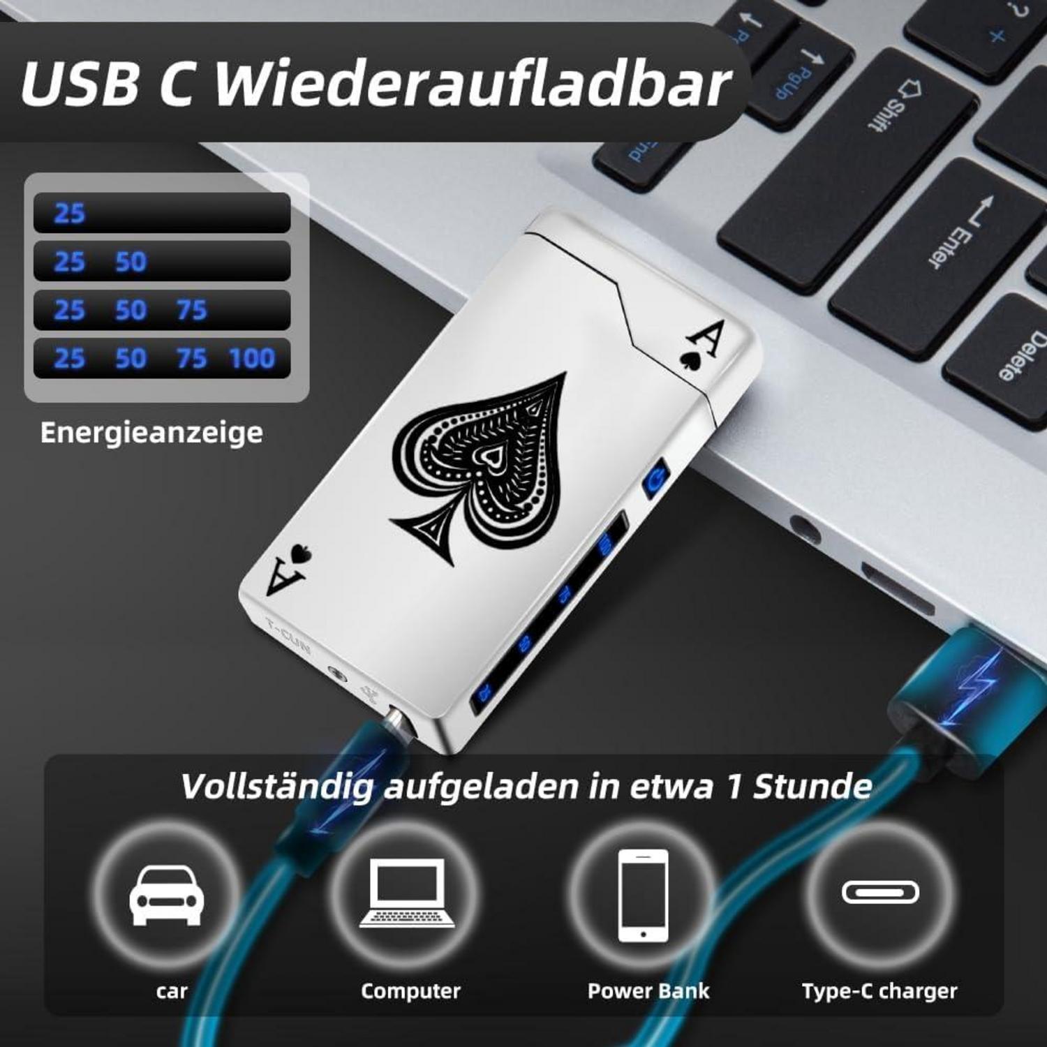 LcFun Elektrisches Feuerzeug USB Aufladbar Plasma Feuerzeug Winddicht für Männer