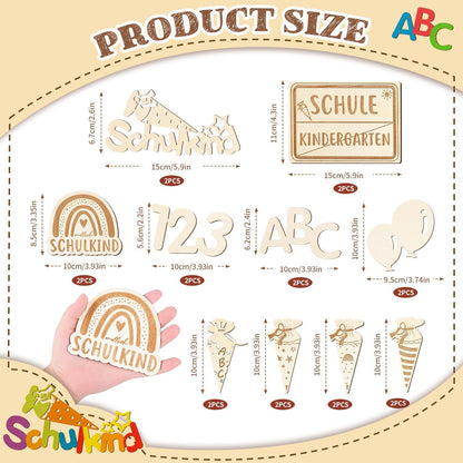 iZoeL XL Einschulung Konfetti Holz Schulkind ABC 123