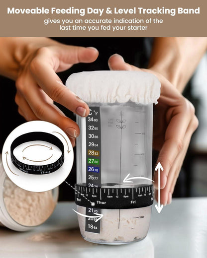 Sauerteig Starter Kit 730ML mit Thermometer und Silkonspachtel