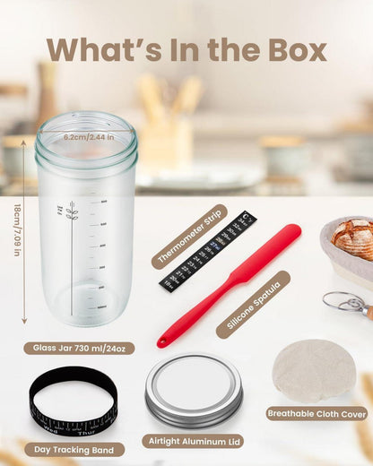 Sauerteig Starter Kit 730ML mit Fütterungsband und Spachtel
