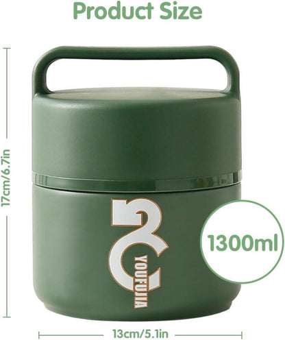 Thermobehälter Edelstahl 1300ml Kinder Lunchbox grün