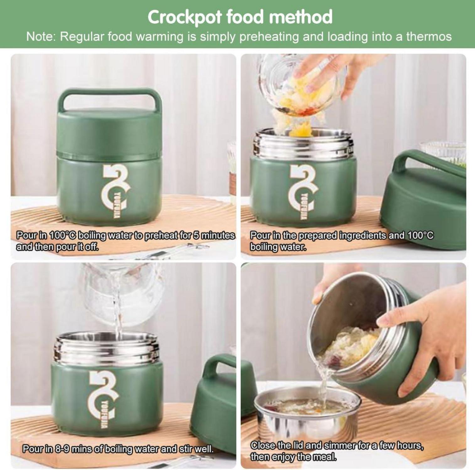 Edelstahl Thermobehälter 1300ml Kinder Lunchbox Grüne Warmhaltebox