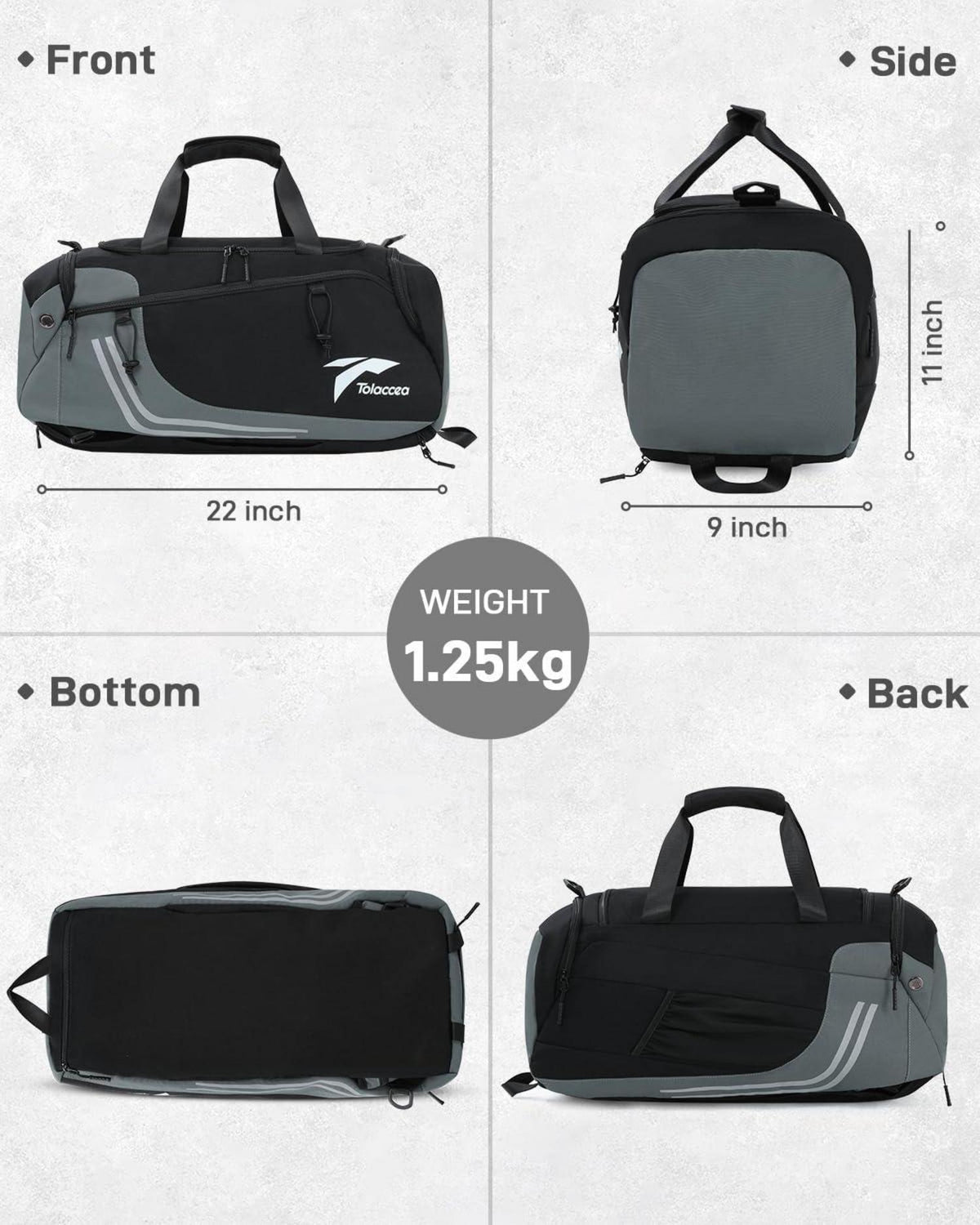 Sporttasche Herren Damen 45L mit Schuhfach Nassfach Rucksack Funktion