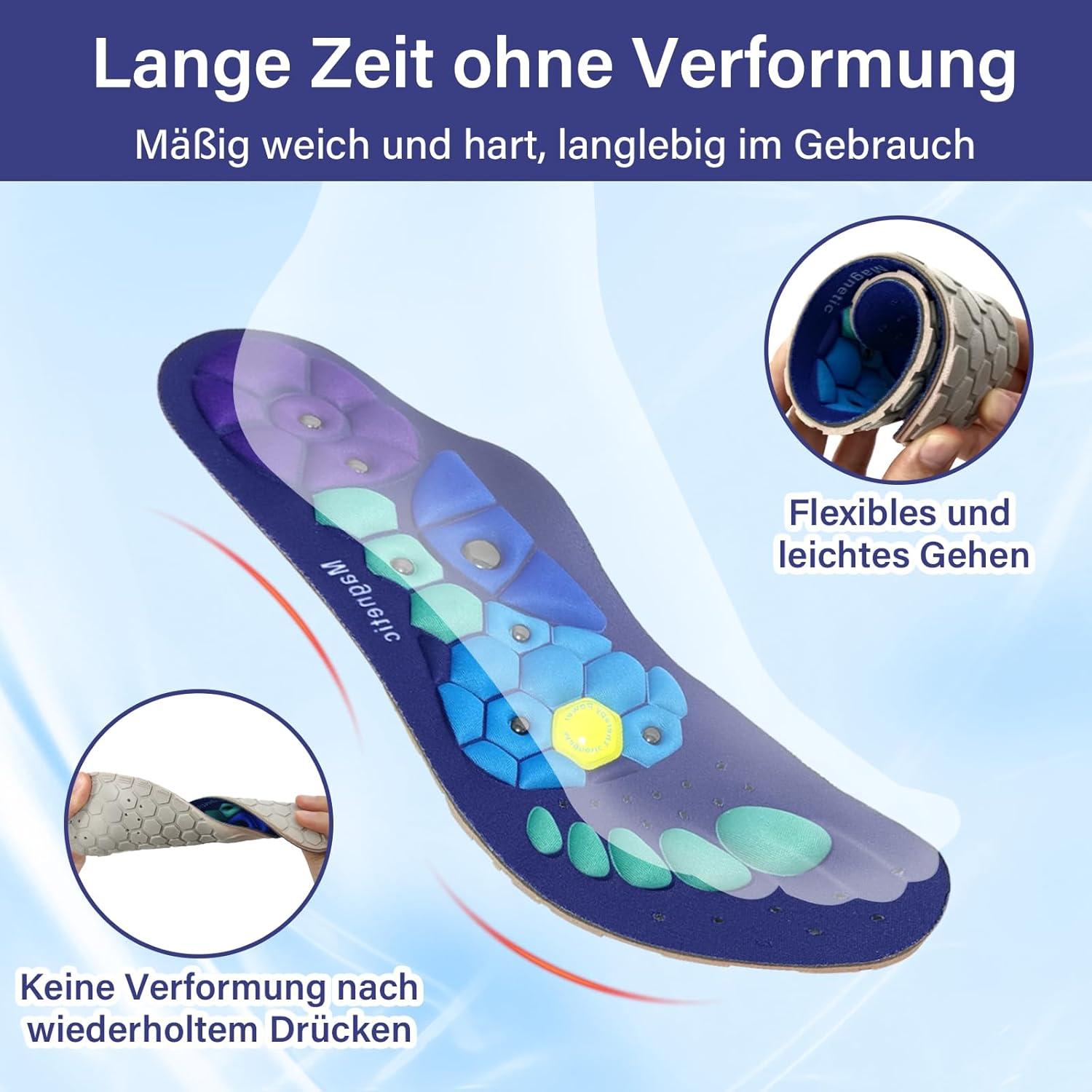Magnetische Einlegesohlen Massage Schuheinlagen Orthopädisch Plantarfasziitis Akupunktur Fußreflexzonen Einlagen