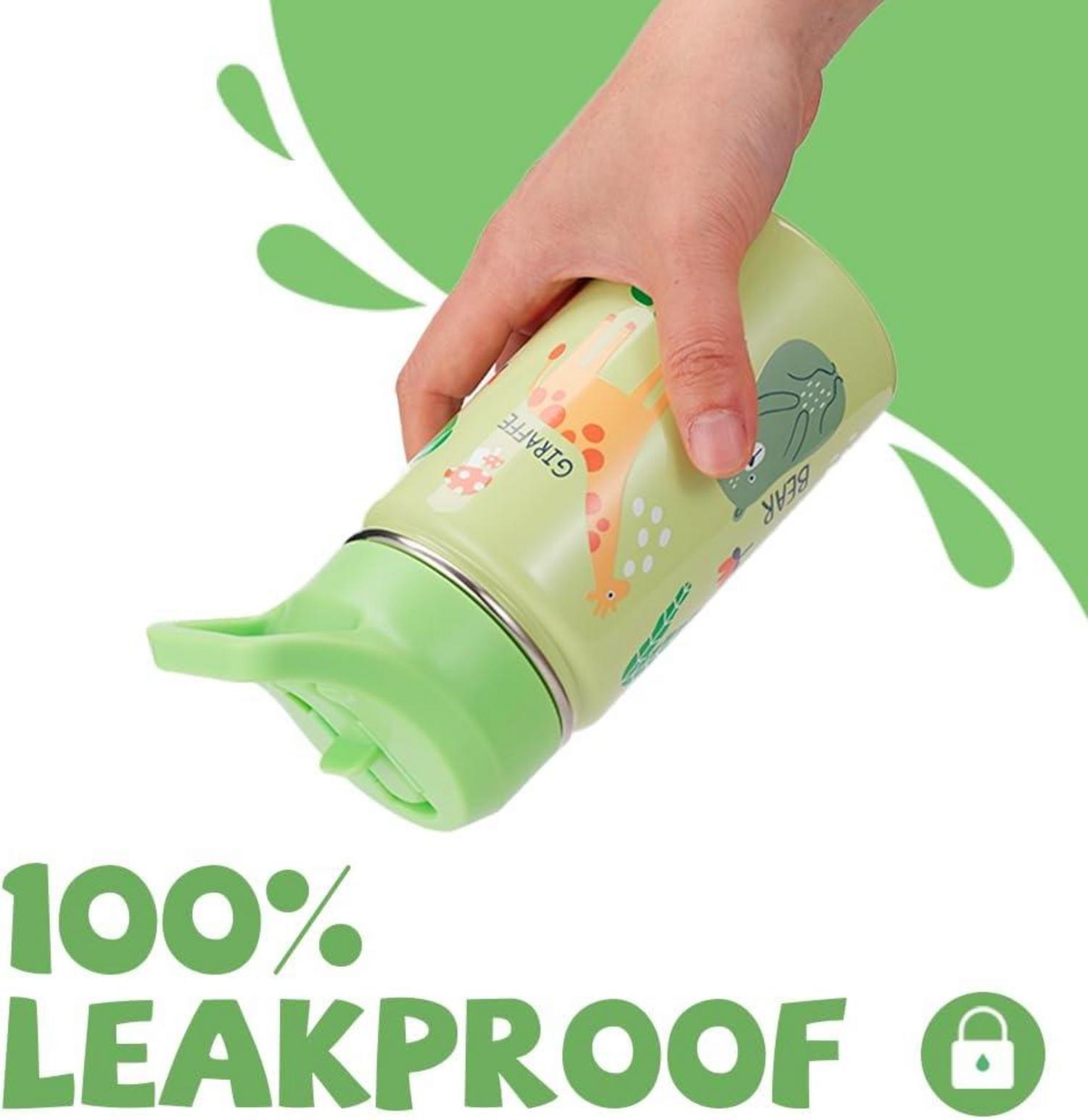 Trinkflasche Kinder Edelstahl mit Strohhalm 380 ml Auslaufsicher