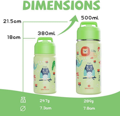 Isolierte Kinder Trinkflasche Edelstahl 380ml Strohhalm BPA-frei