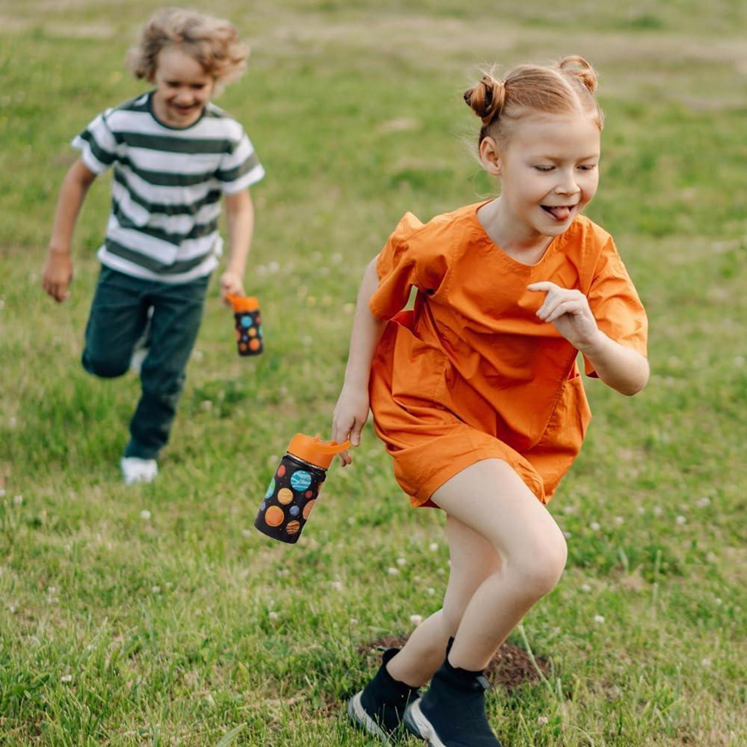 Kinder Trinkflasche Edelstahl 380ml Strohhalm Auslaufsicher BPA-frei