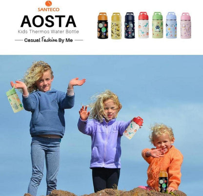 Kinder Trinkflasche Edelstahl 380ml Strohhalm Auslaufsicher Thermosflasche BPA-frei