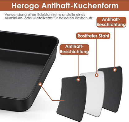 Quadratische Auflaufform 2er-Set Edelstahl Backform 21x21x5cm
