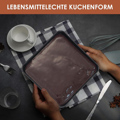 Quadratische Auflaufform 2er-Set Edelstahl 21x21x5cm Brownie Kuchen Lasagne