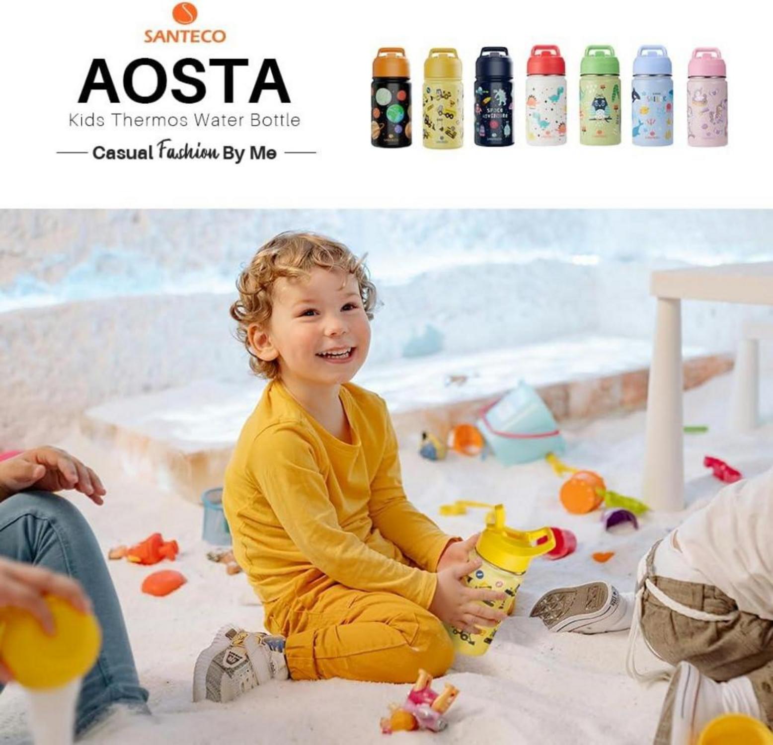 Kinder Trinkflasche Edelstahl 380ml Strohhalm Auslaufsicher Thermosflasche BPA-frei