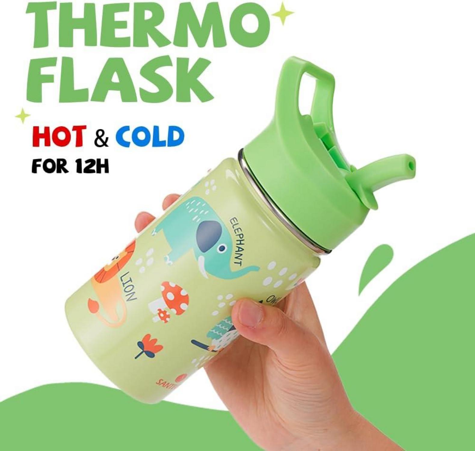 Kinder Trinkflasche Edelstahl 500ml Strohhalm BPA-frei