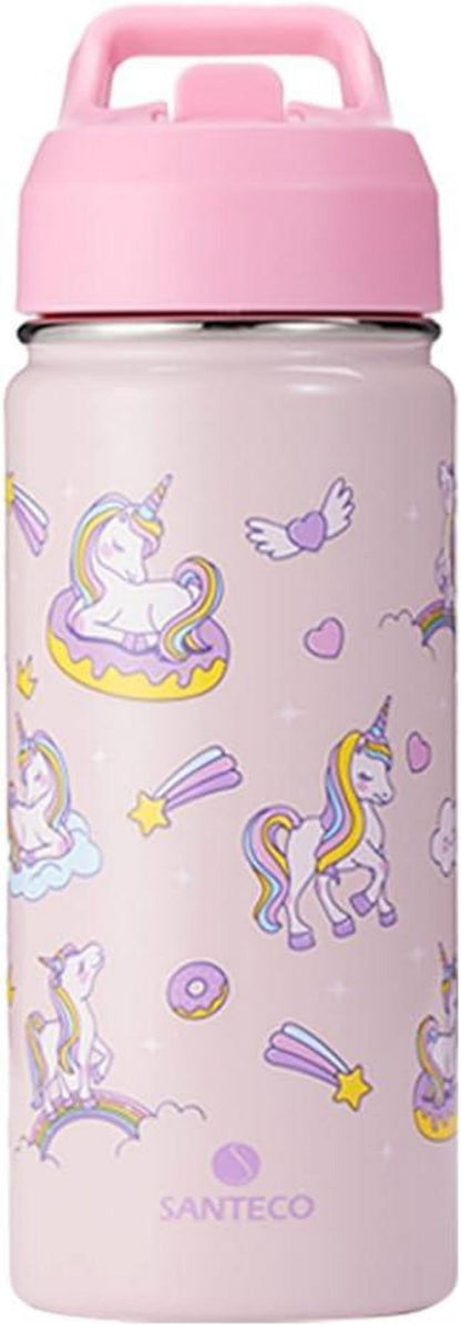 Trinkflasche Kinder Edelstahl 500ml Strohhalm Auslaufsicher BPA-frei