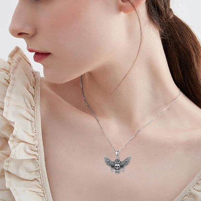 VONALA Totenkopf Eule Halskette 925 Sterling Silber Anhänger