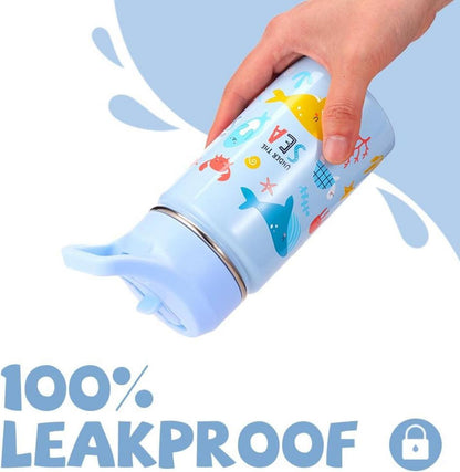 Isolierte Trinkflasche Kinder Edelstahl Auslaufsicher Strohhalm 380ml