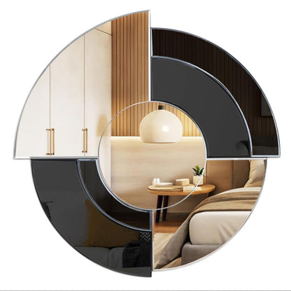 Asymmetrischer Wandspiegel 80cm Schwarz | Rahmenloser Spiegel für Wohnzimmer