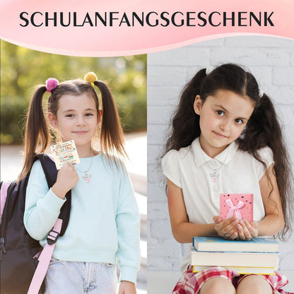 Schutzengel Halskette Einschulung Mädchen Geschenkbox Grußkarte