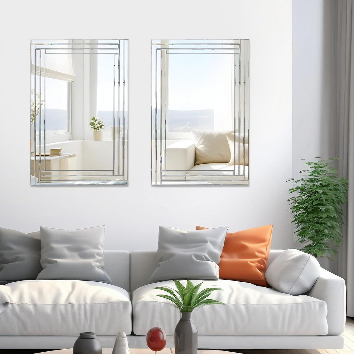 Rahmenloser Wandspiegel 90x60cm – Rechteckiger Deko Spiegel für Wohnzimmer