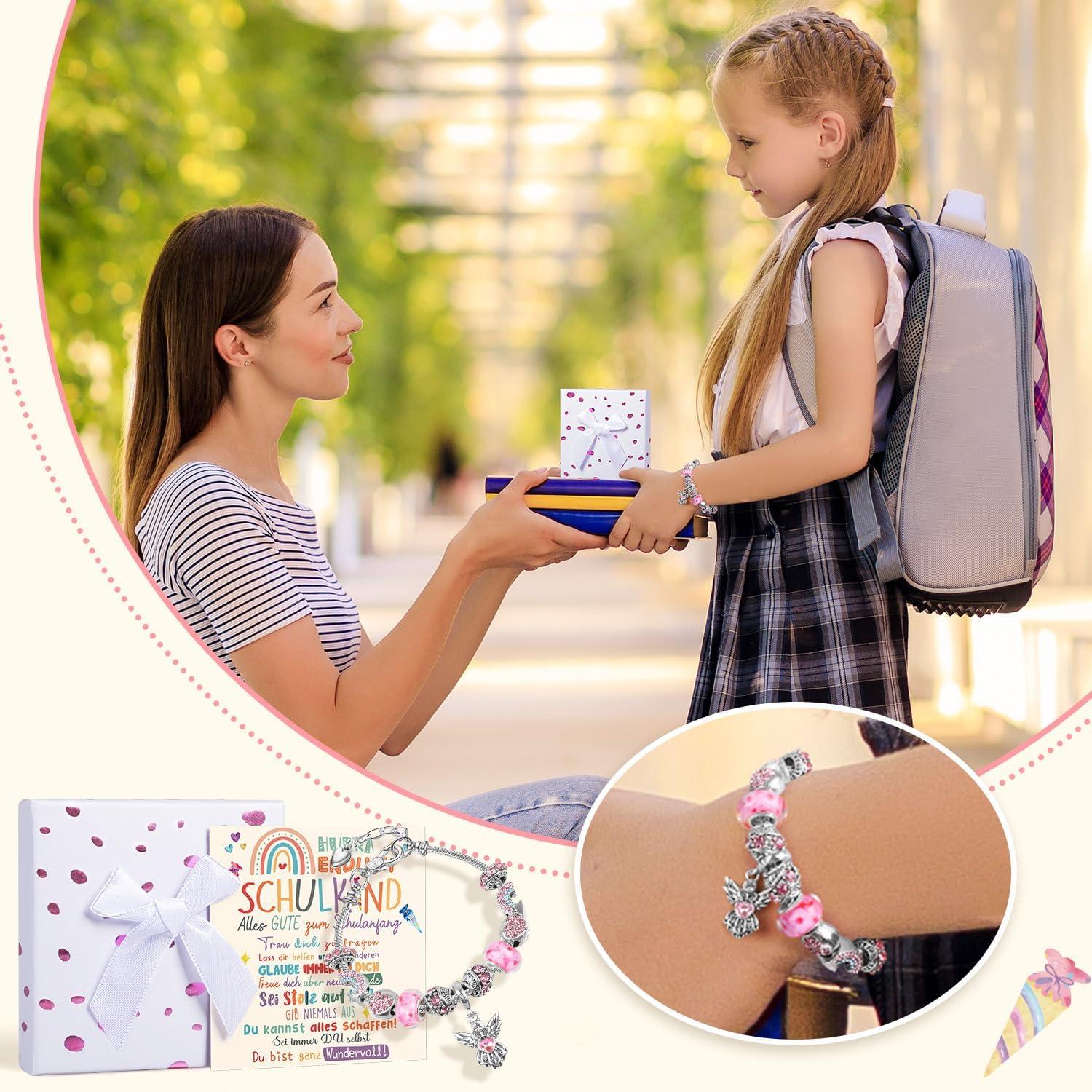 Einschulung Geschenk Mädchen Armband 2024 Schulkind Schulanfang Rosegold