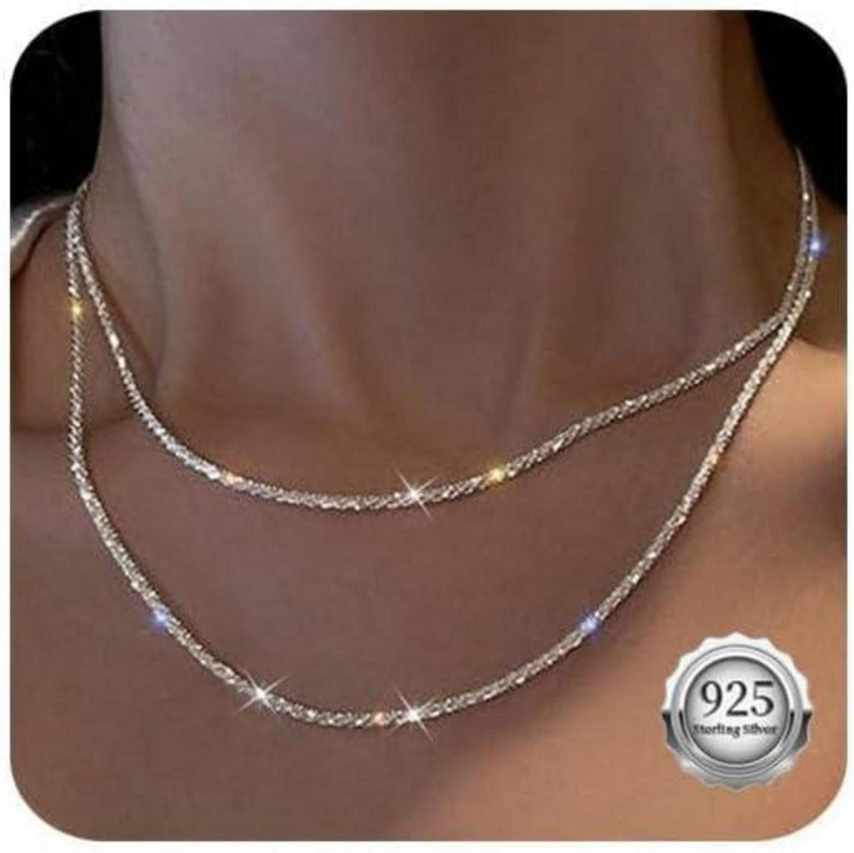 Layered Silber Halsketten Dainty Choker Shine Schmuck