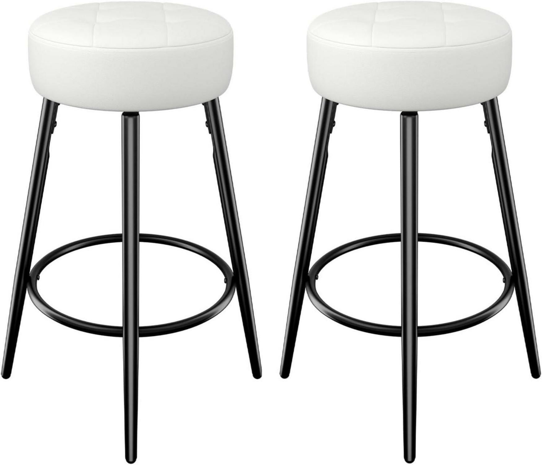 2er Set Barhocker Kunstleder Weiß 67 cm Höhe modern rund