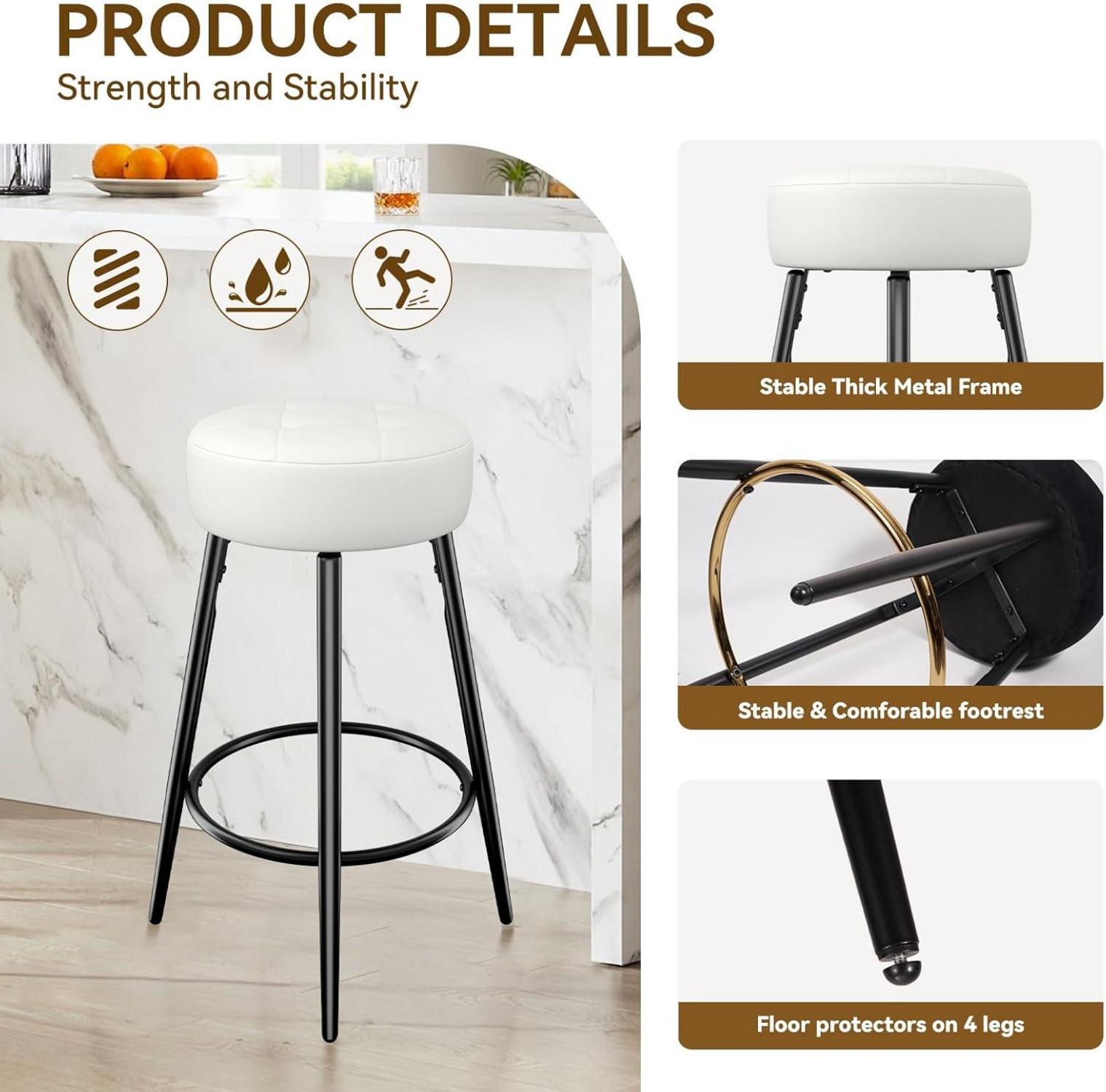 Hawthyhome Barhocker Set Rund Weiß 67cm Kunstleder Moderne