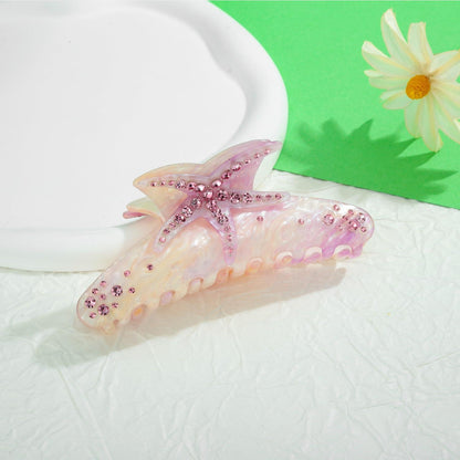Elegante Haarspange Meeresmotiv Strass Seestern Rosa Haltbar Gestylt