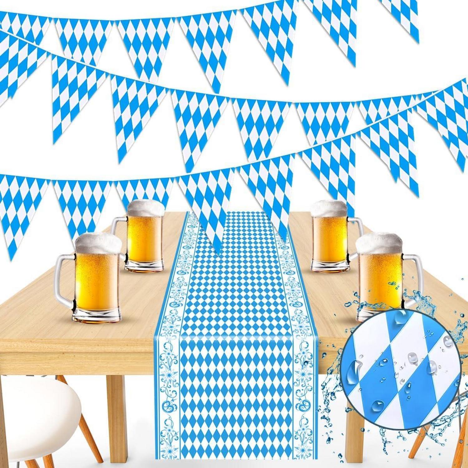 Oktoberfest Deko Set Tischläufer Wimpelkette 40cm 10m