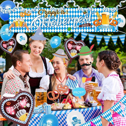 Oktoberfest Deko Set Banner Wimpelkette Tischdecke Servietten Ballons