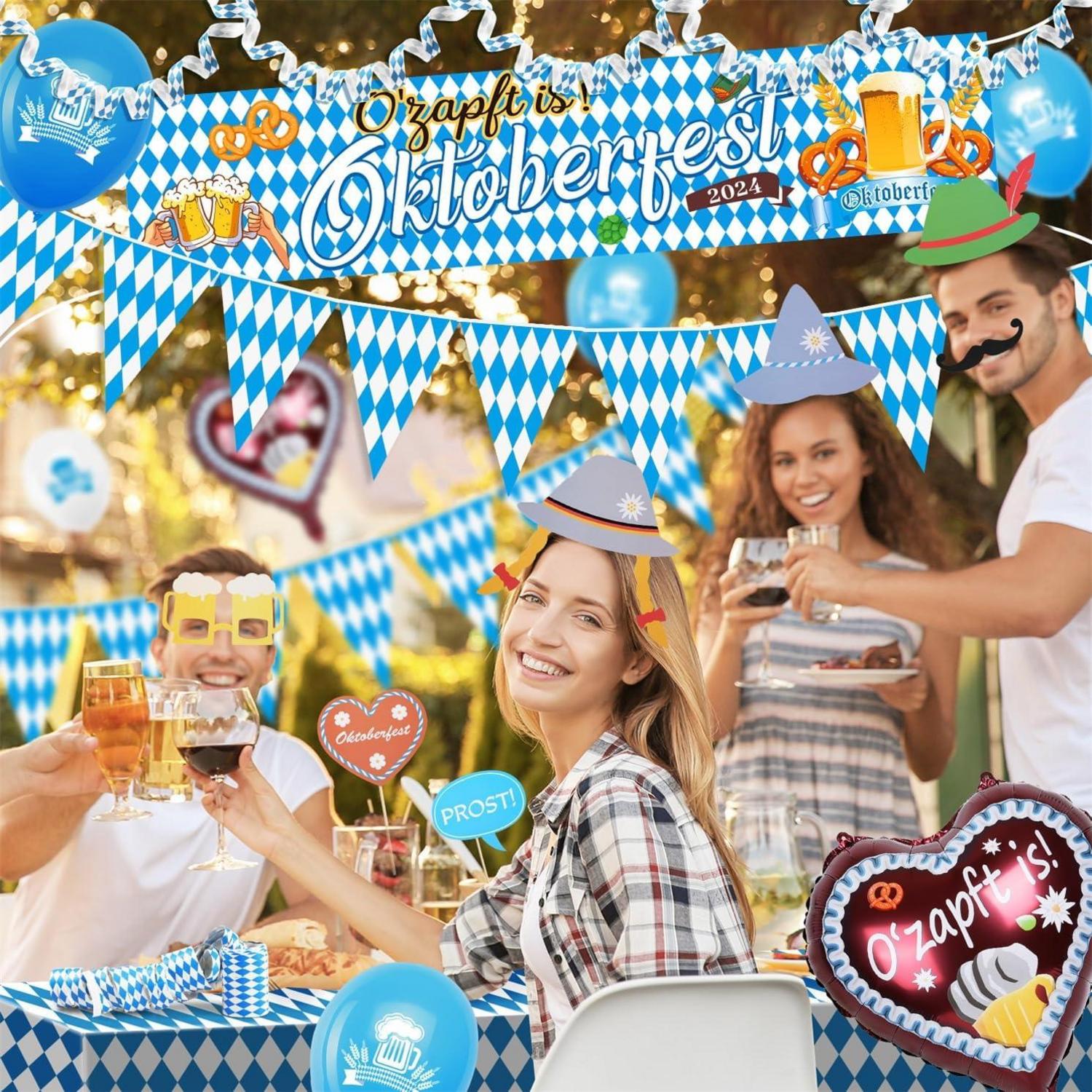 Oktoberfest Deko Set Banner Bayrische Wimpelkette Tischdecke