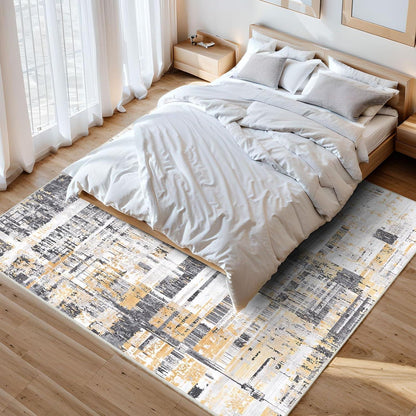 Modernes Flauschiges Wohnzimmer Teppich 200X300 Gelb Grau