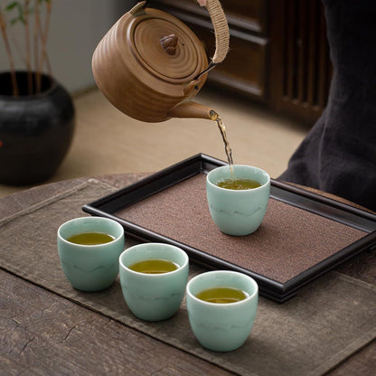 Japanische Teetasse 160ml Celedon Blau 4er Set Keramik