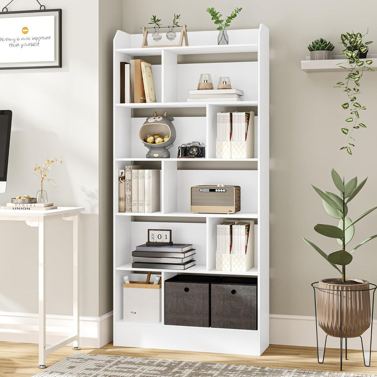 Weißes Bücherregal 6 Fach – 24 x 80 x 170 cm