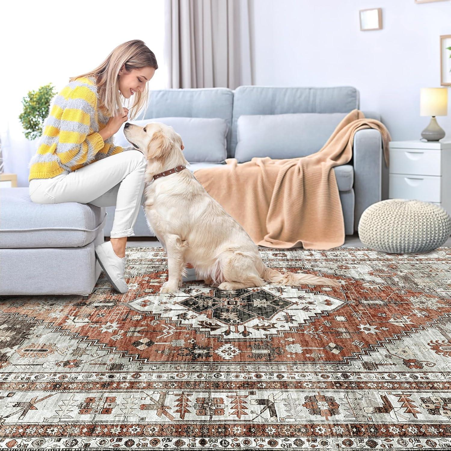 OMERAI Teppich Orientalisch Vintage 200x290cm Waschbarer Kurzflor