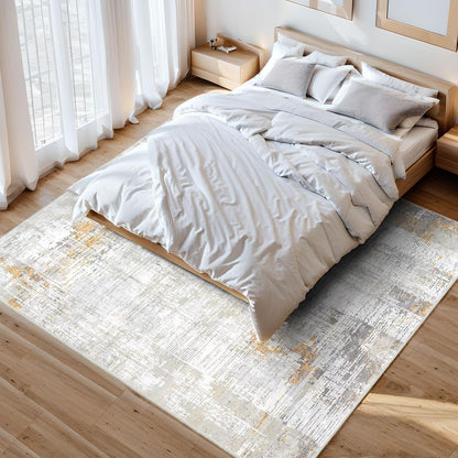Großer Moderne Teppich Wohnzimmer 160x230 Flauschig Gelb/Grau