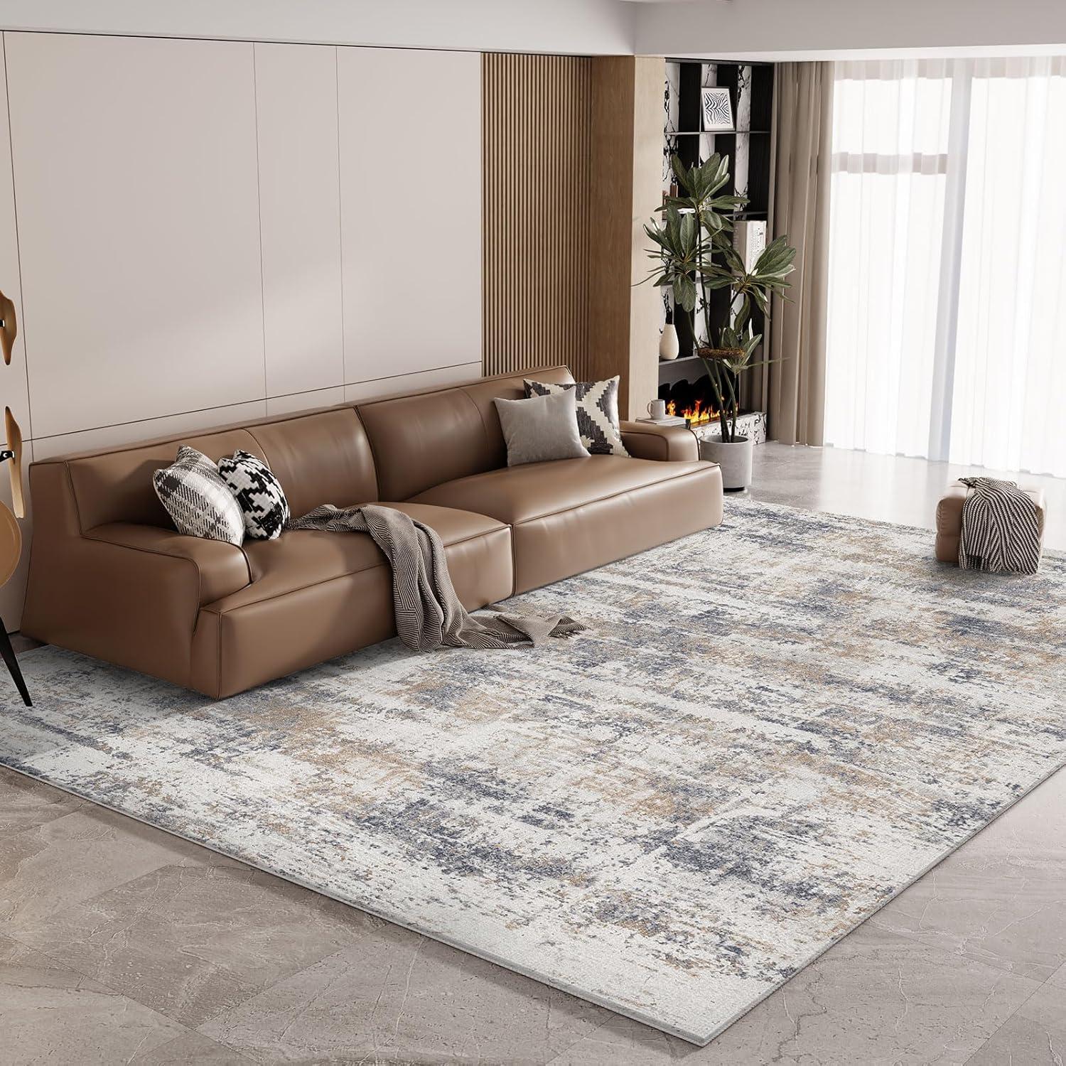 Modernes Flauschiges Teppich 120X170 Rutschfest Komfort Blau Grau