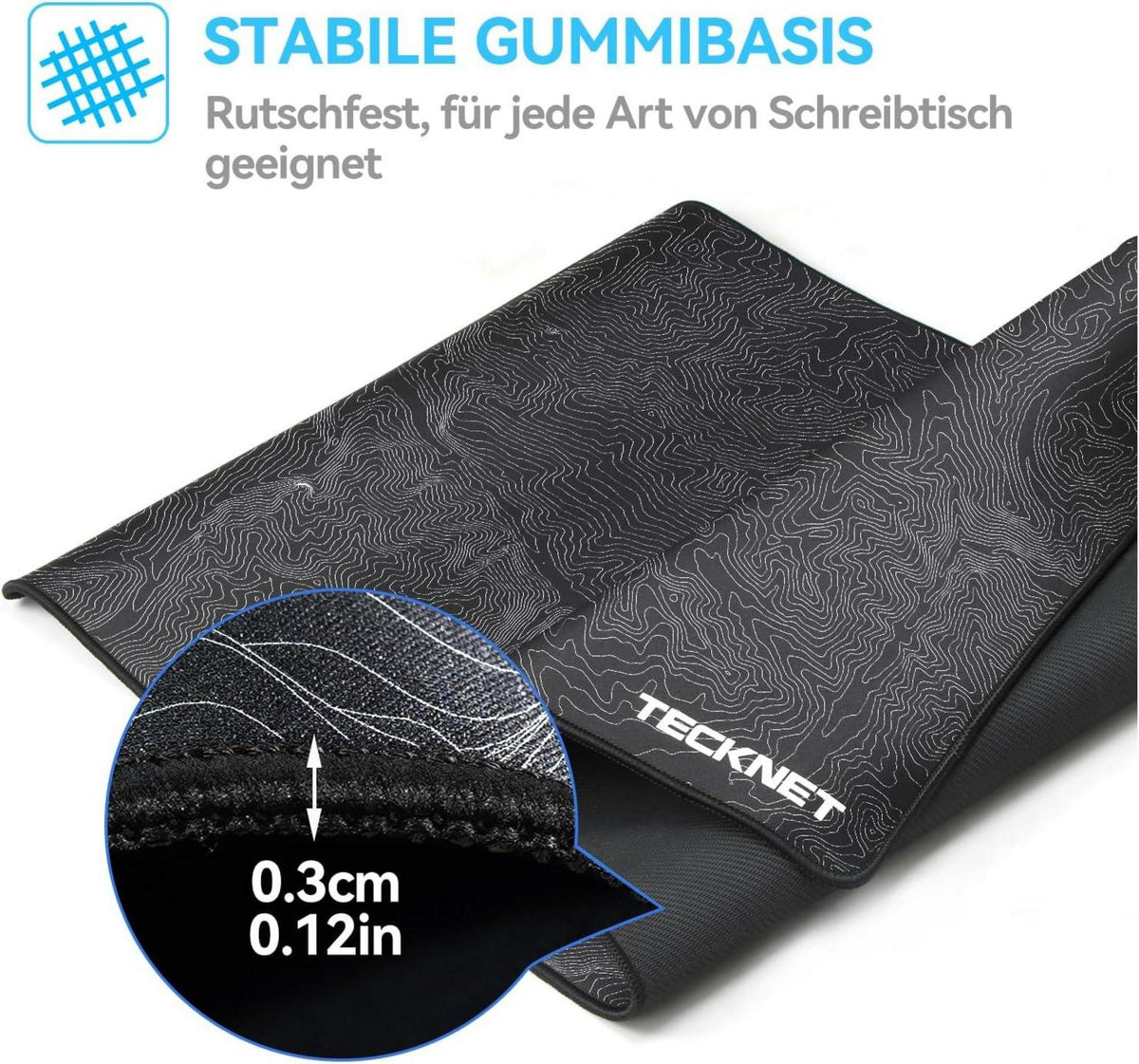 Gaming Mauspad XXL Speed 900x400 mm Schwarz Wasserdicht rutschfeste