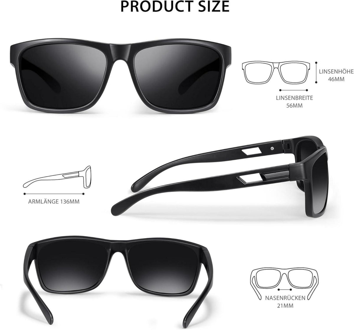 Occhsouo Sonnenbrille Herren Damen Polarisiert UV400 Retro