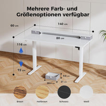 Elektrischer Höhenverstellbarer Schreibtisch 140 x 60 cm mit