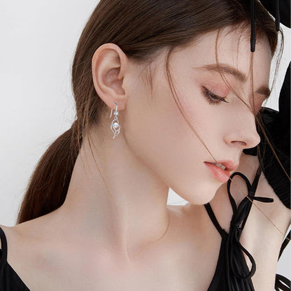 Perlen Creolen 925 Sterling Silber Damenohrringe Hypoallergen