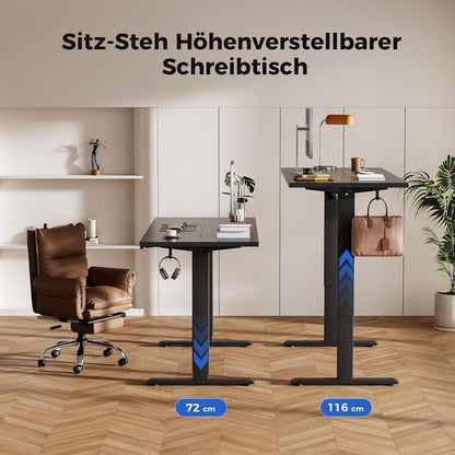 Höhenverstellbarer Schreibtisch 160 x 60 cm Schwarz