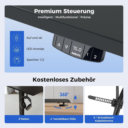 Höhenverstellbarer Schreibtisch 160 x 60 cm Schwarz