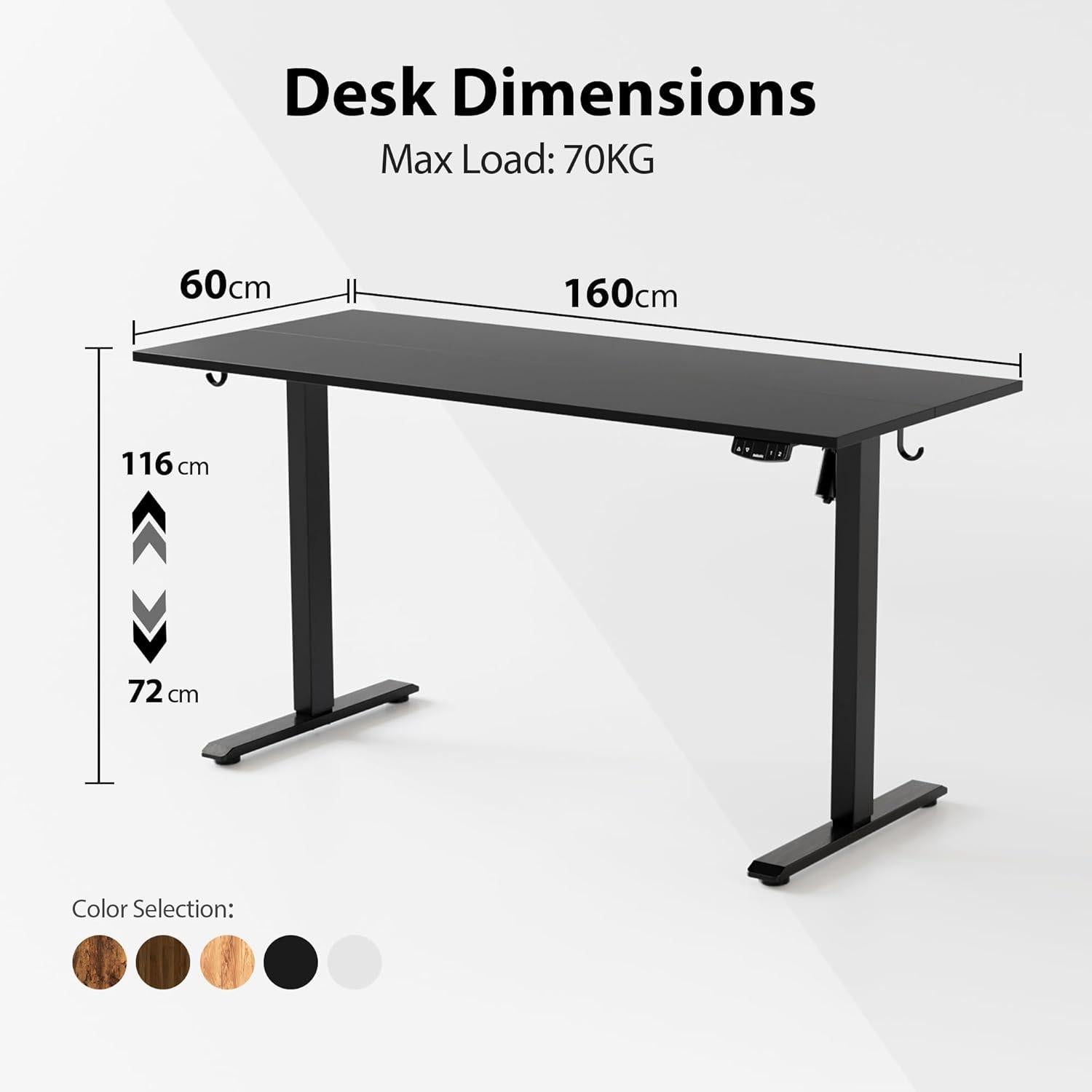 Höhenverstellbarer Schreibtisch 160x60 cm Elektrisch