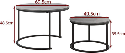 Runder Couchtisch Set 2 Tische Holz Metallrahmen Wohnzimmer