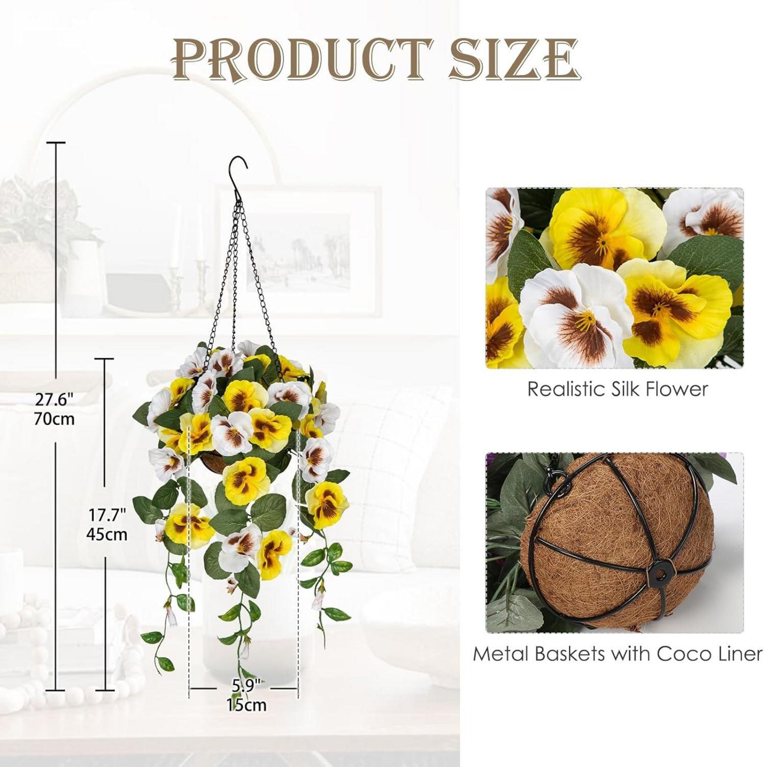Kunstblumen Stiefmütterchen Hängend Pansy 70cm Gelb